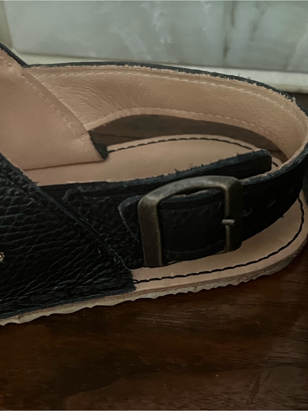 Tomar Creations Barefoot birks-like Black Two-Strap Buckle Sandals - Picture 5 of 7